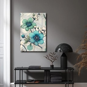 Quadro su tela – Mosaico floreale in toni turchesi