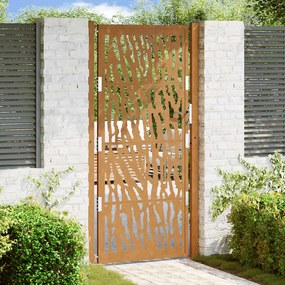 Cancello Da Giardino 105x205 Cm Acciaio Corten Design A Traccia /