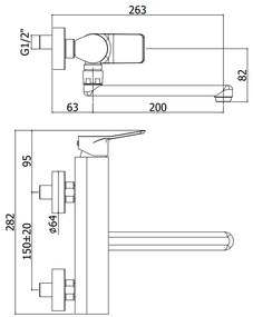 Paffoni Tilt Ti161cr Miscelatore Lavello A Muro monocomando Con Canna Tubo 20 cm Diritta Orientabile Cromo