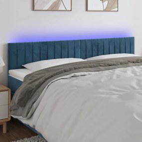 Testiera A Led Blu Scuro 180x5x78/88 Cm İn Velluto /