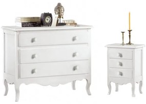Comodino bianco 3 cassetti 43x32x64 cm