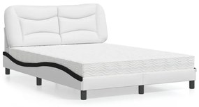 Letto Con Materasso Bianco E Nero 140x200 Cm İn Similpelle /