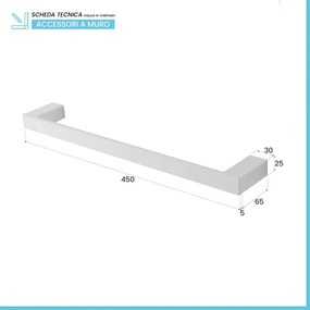 Porta asciugamani diritto da muro L 45 cm in alluminio bianco Sky