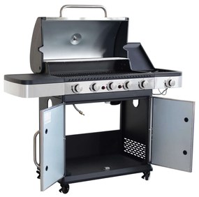 PIROS - barbecue a gas 5 fuochi + 1 esterno in acciaio inox