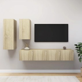 Set Di Mobili Porta Tv 4 Pz Rovere Sonoma İn Legno Multistrato /