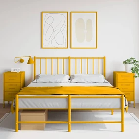 Comodini 2 Pz Giallo Senape 36x39x68 Cm İn Acciaio /