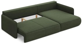 Divano angolare verde allungabile/con contenitore (con penisola a destra) Nanea – Makamii