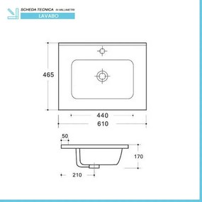 Lavabo da incasso 60x46 cm in ceramica bianco lucido