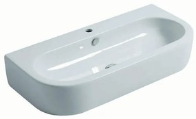 Lavabo sospeso semicerchio Flo 90cm H 16.5 x P 42 cm in ceramica bianco