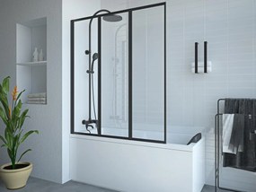 Parete per vasca da bagno pieghevole 120 x 140 cm in Metallo Nero opaco Stile atelier - DISTRICT