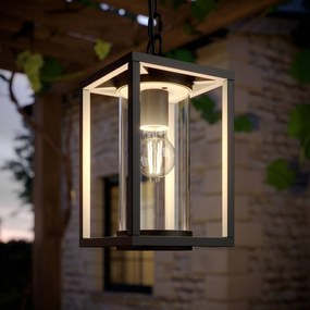 Lucande lampada a sospensione da esterno Ferda, 25 cm, antracite, IP44 Ferda Lucande, dimmerabile, Nero, Alluminio, Moderno