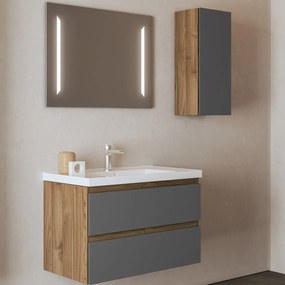 Mobile Bagno Sospeso 60 Cm Due Cassetti Specchio Retroilluminato 80x60 Cm Savini "Grace 4"