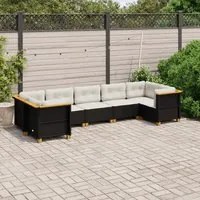 Set Divani da Giardino con Cuscini 7pz Nero Polyrattan 3261971