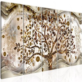 Quadro Tree and Waves (5 Parts) Brown