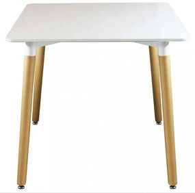 Tavolo Lione 80x80 - Piano in ABS Bianco con gambe in legno