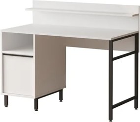 Scrivania Moderna 120 Cm Con Piedini In Ferro e Vano Contenitore Bianca Ocean