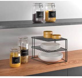 Ripiano aggiuntivo nero in acciaio inox 25x25 cm Palio – Metaltex