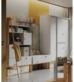 Appendiabiti da parete per bambini grigio chiaro/naturale Cube - Pinio