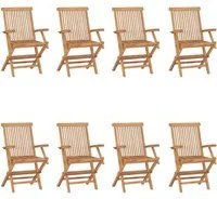 Sedie da Giardino Pieghevoli 8 pz in Legno Massello di Teak cod mxl 39043