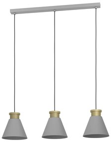 Lampadario A Sospensione Vintage Twicken Acciaio Grigio Oro 3 Luci E27