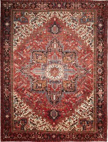 Heriz Tappeto 350 x 270 Rosso (Iran) Annodato A Mano