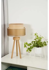 Duolla - Lampada da tavolo WOOD BOHO 1xE27/15W/230V diametro 25 cm rame/marrone/beige