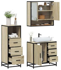 Set Mobili Da Bagno 3 Pz Rovere Sonoma İn Legno Multistrato /