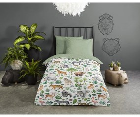 Set copripiumino e federa da bambini verde in cotone per letto singolo 140x200 cm Samba – Good Morning