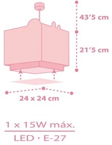 Dalber 63112S - Lampadario per bambini JUNGLE 1xE27/15W/230V rosa