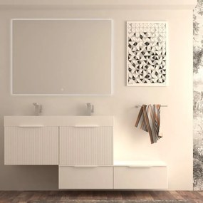 Mobile da bagno sotto lavabo Modula bianco opaco laccato opaco L 120 x H 43 x P 44 cm 2 cassetti, lavabo non incluso