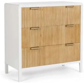 Mobile Cassettiera con 3 cassetti Charley bianco e naturale - 80X40X82H