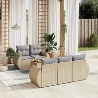 Set Divano da Giardino 6 pz con Cuscini Beige in Polyrattan 3224890