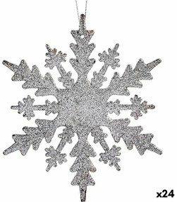 Decorazione Natalizia Fiocchi di neve Argentato Plastica Porporina 15 x 15 x 0,2 cm (24 Unità)