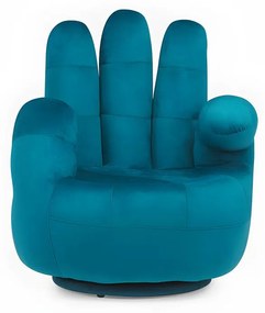 Poltrona a forma di mano girevole in velluto Verde petrolio petrolio - CATCHY