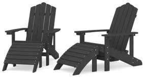 Sedie Giardino Adirondack 2 pz con Poggiapiedi HDPE Antracite