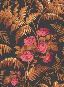 Blumen Tapete Rose von Cole and Son - Orange & Black