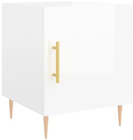 Comodini 2 pz Bianco Lucido 40x40x50 cm in Legno Multistrato