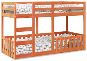 Letto A Castello Marrone Cera 90x190 Cm İn Legno Di Pino /