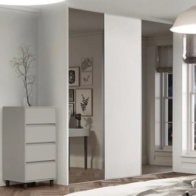 Kit anta scorrevole con binario OPTIMUM 3 ante bianco e specchio argento L 270 x H 270 cm