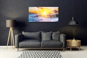 Quadro acrilico Costa del mare al tramonto 100x50 cm