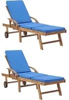 Lettini Prendisole con Cuscini 2 pz in Legno di Teak Blu cod mxl 8699