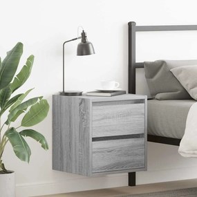 Comodini A Muro 2 Pz Grigio Sonoma 38x34x40 Cm /