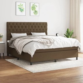 Giroletto A Molle Con Materasso Marrone Scuro 160x200cm Tessuto /