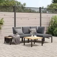 Set Divani da Giardino 4 pz con Cuscini in Alluminio Nero 3283679