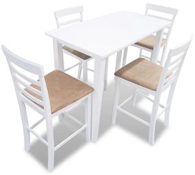 Set Tavolo Da Bar İn Legno Bianco E 4 Sedie Da Bar /