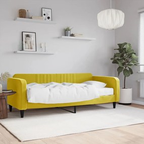 Divano letto con materasso giallo 90x200 cm in velluto
