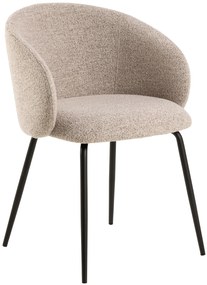 CLARA Beige Caffelatte (tessuto Monza 60)/gambe nere - SEDIA MODERNA IMBOTTITA PER SOGGIORNO/SALA DA PRANZO/UFFICIO LOFT