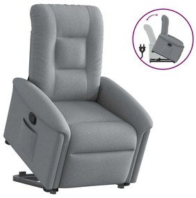 Poltrona Alzapersona Reclinabile Grigio Chiaro İn Tessuto /