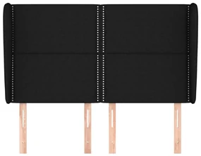 Testiera ad orecchio nera 147 x 23 x 118/128 cm in tessuto