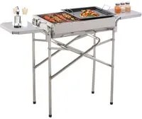 Easycomfort Barbecue a Carbonella Grill BBQ da Giardino Balcone con Piano d'Appoggio Esterno Acciaio Inox 104 30 68cm